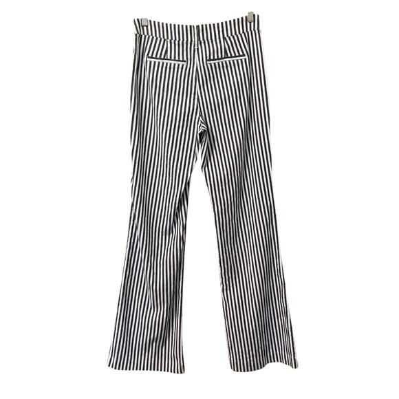 NYDJ Flare Linen Blend Pants 4 Navy Blue White Striped Preppy Nautical Coastal - Picture 3 of 14